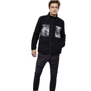 New PacSun Full Zip Polar Fleece Zip Up Hoodie Jacket Men's Black L